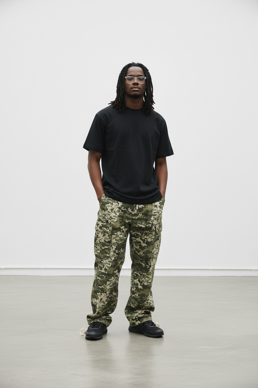 JEANS LOOSE CARGO MILITAIRE
